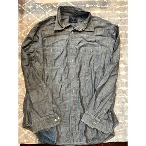 Roundtree & Yorke XL Blue Cotton Long Sleeve Button Down Casual Shirt Mens